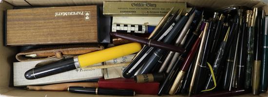 A quantity of fountain pens, pencils etc